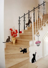 kr-0095 cat on the stairs (stairs, cat, black cat, sleeping cat) 2aaaaaaaaaa